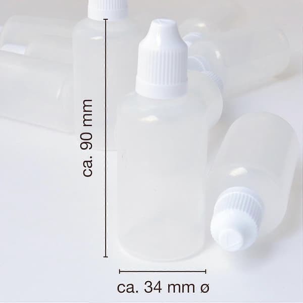 ProfessionalTree 10 dråpeflasker - Dosering og oppbevaring av væsker - Barnesikkerhet - LDPE-kvalitetsplast (50 ML)