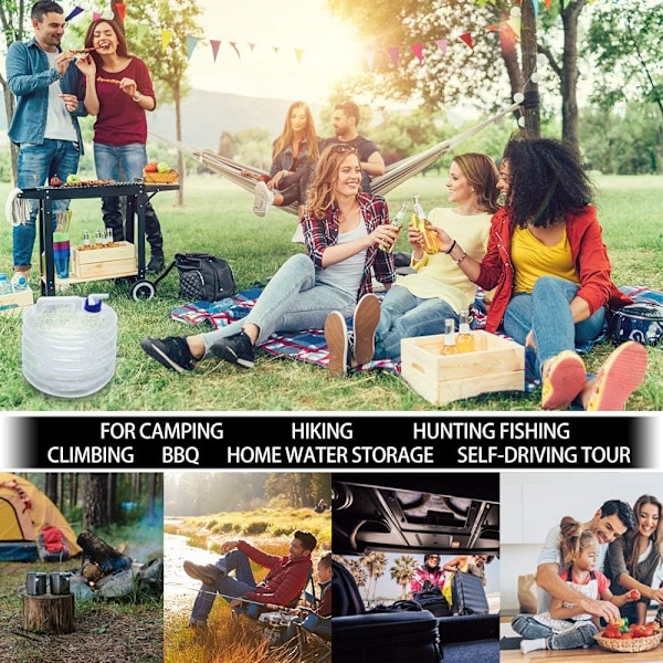 Hopfällbar Vattenhink, 5L/10L/15L Hopfällbar & Bärbar Vattenbehållare, BPA-Fri Vattenbärare Vattentank för Camping Vandring Fiske Klättring Picknick 5L