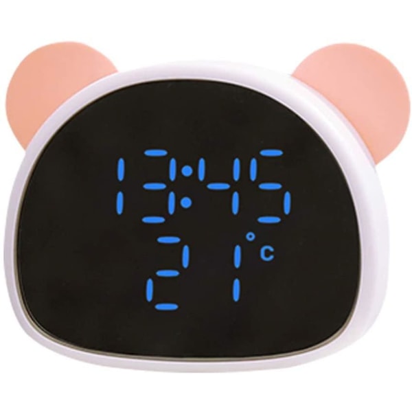 Söpö Panda herätyskello, digitaalinen led-pöytäkello sängyn viereen (vaaleanpunainen)