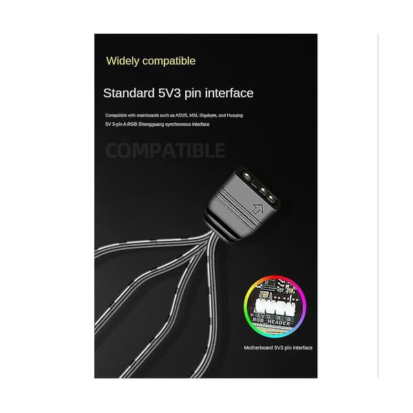 5v 3pin Til Sata Argb Mini Adapter Hub Datamaskin Vifte Led Ing Rgb Kabel