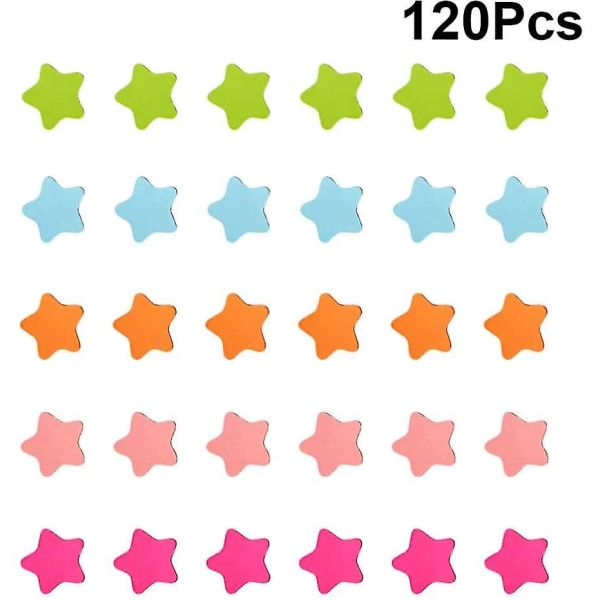 Fargede stjernemagneter, 120 stk Stars Magnetic Sticker Blackboard Magnet Sticker