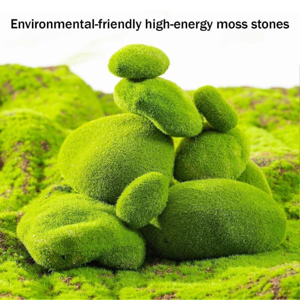 Kunstig Mossten – Blød PVC & Flocking – til Fehave & Terrarium – Dekorativ 10cm
