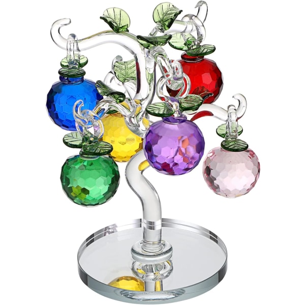 Krystallglass Epletre - Kunstig Trefigur Ornament Borddekorasjon Feng Shui Krystall Epletre Dekorasjon