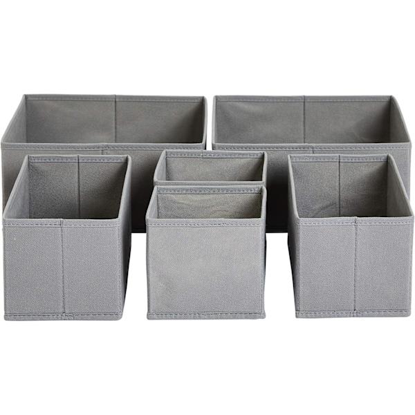 Taitettavat Vaatelipastojen Järjestäjät / Jakajat Vaatekaappiin, Makuuhuoneeseen tai Keittiöön, 6 kpl Setti, Harmaa Grey Set of 6