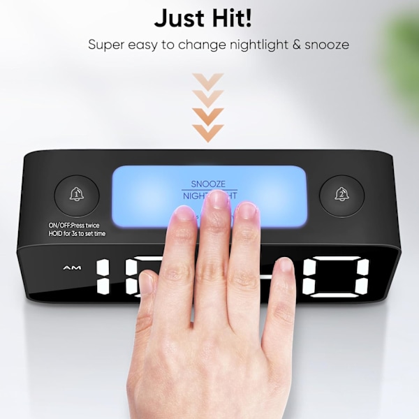 Superhög larmklocka för tunga sovare, vuxna, RGB-digitalklocka med 7-färgad nattlampa, justerbar volym, USB-laddare, små klockor för sovrum Black+rgb