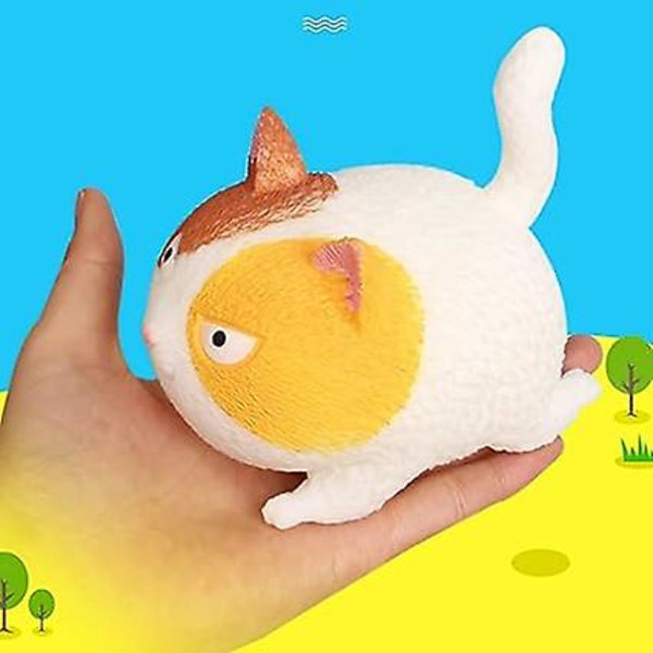 (vit) Arg kattformad stressboll, söt kattformad leksak, anti-stressleksak, anti-stressleksak, flyktboll, bästa present till barn och vuxna