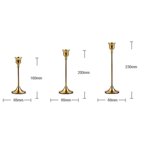 Lysestakedekorasjon Lysestaker Stue - Sett med 3 Gull Kjegle Lysestake Metall Lysestakedekorasjon Bord Bryllup Hjemmedekor Fest o