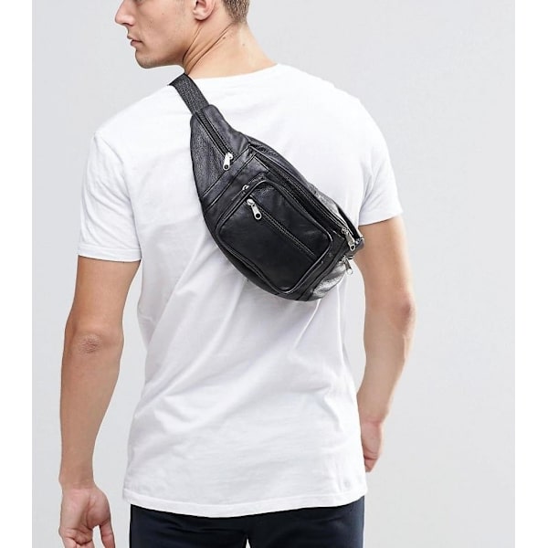 ODS:UK® Aito nahkainen vyölaukku Matkustaminen Loma Lompakko Vyölaukku Musta Vaihda BUMBAG Black