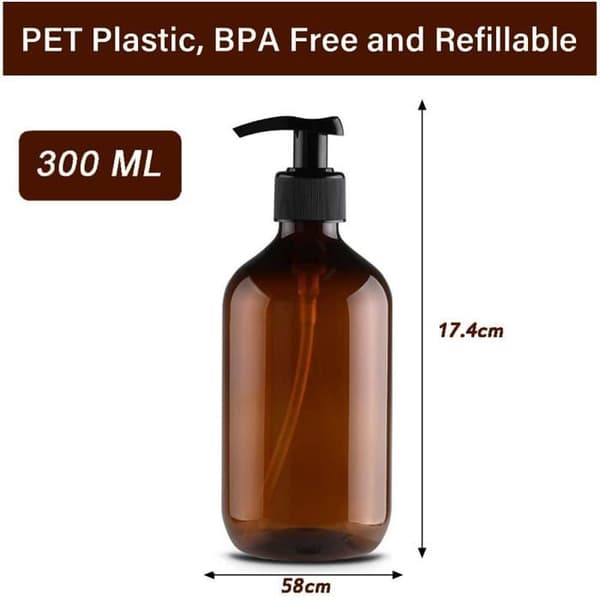 3-delat set med 300 ml pumpflaskor, schampoflaskor, påfyllningsbara vätskedispensrar
