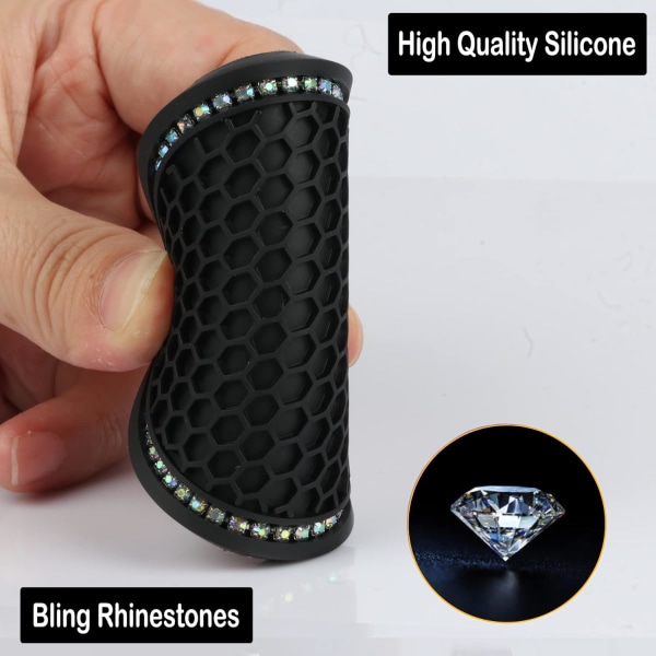 Auton mukitelineen alusta, 2 pakkausta yleismaailmallinen auto liukumaton mukitelineen lisäalusta, Bling Crystal Rhinestone auton sisätilatarvikkeet, musta - Ab Color