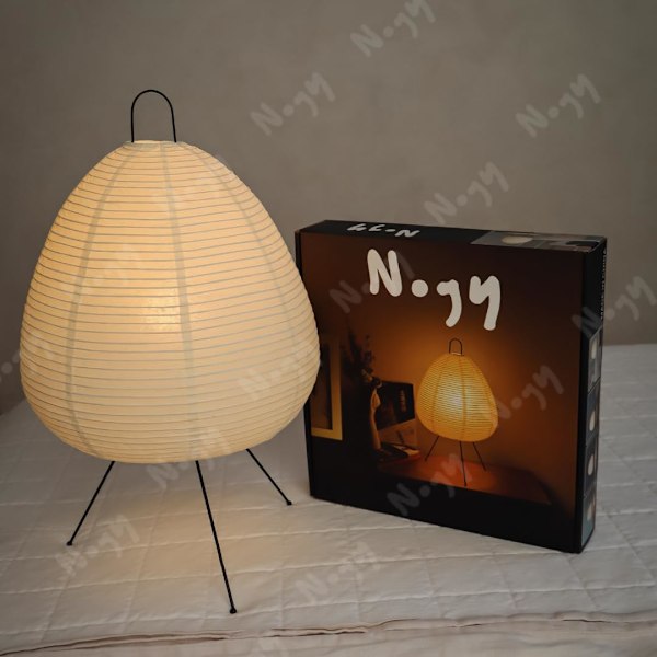 Nogy• Akari Noguchi Dimbar Japansk Papirlyktlampe • Koselig Japandi-stil Papirlampe • Lyktlampe • Japansk Papirlyktlys • Rispapir Table Lamp