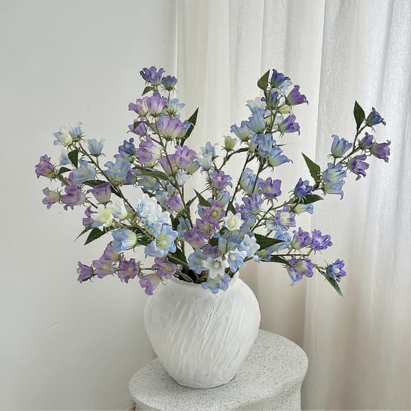 Konstgjord klockblomma för vas - Inbyggd formbar tråd - för heminredning - Romantisk elegans Light Blue