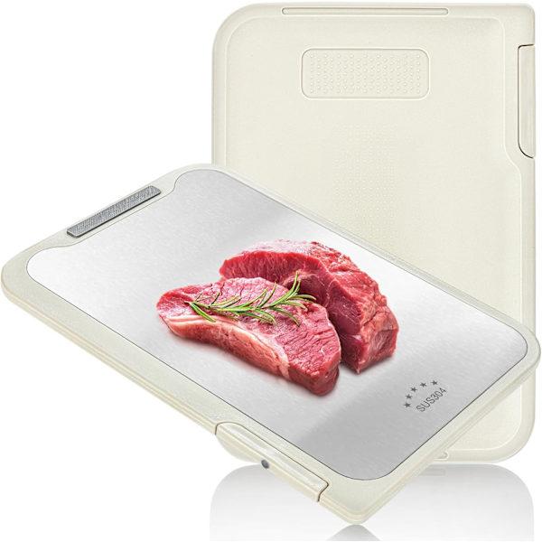 Dubbelsidig skärbräda, 304 Rostfritt Stål Skärbräda, PP Plast Skärbräda för Kök, Halksäker Skärbräda med Saftfåror, D Chopping Board Double Sided