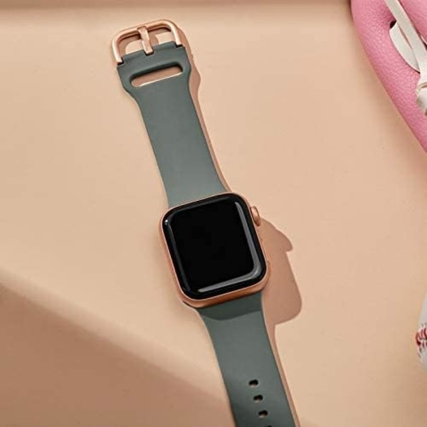 Kompatibel med Apple Watch-reimer 49mm 45mm 44mm 42mm 41mm 40mm 38mm, myk silikon sportsreim med klassisk spenne for iWatch-serien Smoke Purple/Olive Green 42/44/45/49 mm