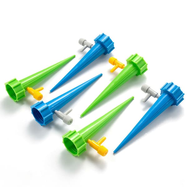6 stk. automatiske vanningspigger for planter (blå+grønn)