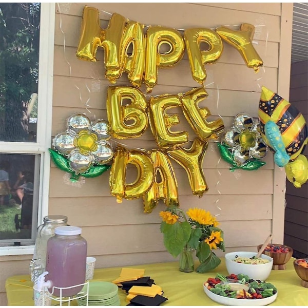 Ghyt Happy Bee Day balloner sæt - 32 tommer, bee ballon til søde bee fødselsdagsfest dekorationer