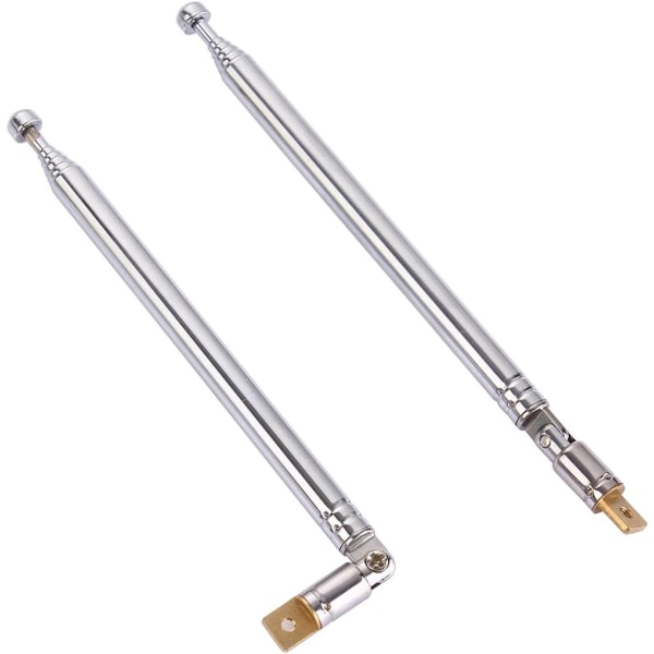 2 stk. Teleskopantenne TV FM Radio Fjernbetjening Stangantenne Modtager 7 Sektion M2.6 Silver