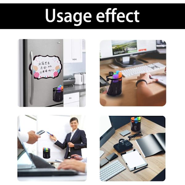 3 stk. magnetisk penneholder, mesh skrivebordsarrangør pennepot blyantholdere opbevaring af kontorartikler, med magneter til at holde whiteboard, skrivebord, skabsadgang Black