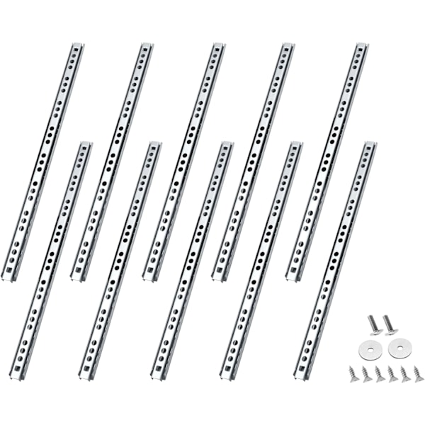 10 stk. 11 tommer / 278mm skuffeskinner, sølvkuglelejeskinner, metalskinner med tovejs skinner, 17mm bred tastaturbakke R Silver 11 Inch / 278mm