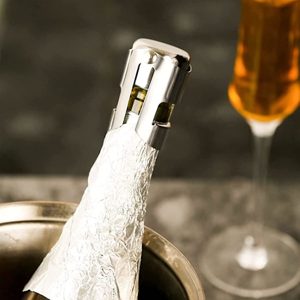2 st champagneproppar, rostfritt stål vinflaska förslutning förseglare, mousserande