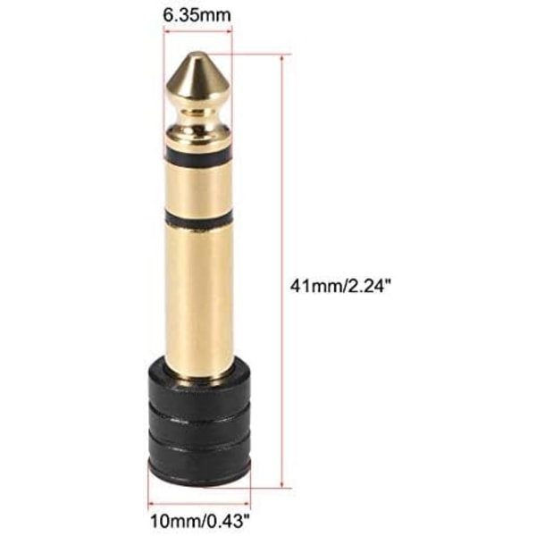 6,35 mm hane till 3,5 mm hona kontakt adapter koppling för stereo ljud video AV TV kabel omvandlare Black