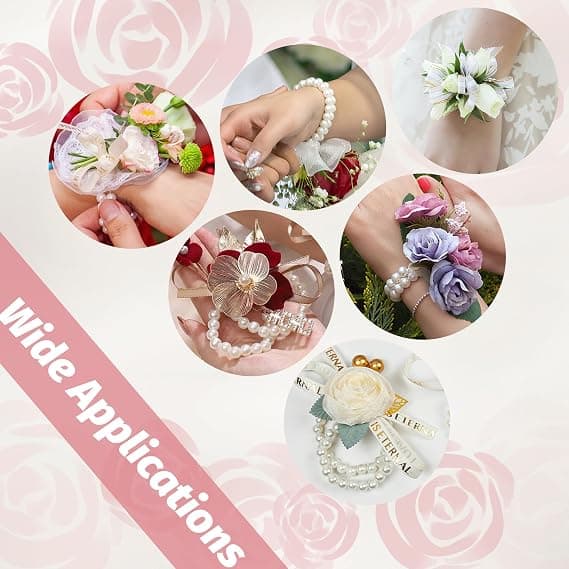stk håndleddscorsagearmbånd elastiske perlehåndleddscorsagearmbånd DIY blomsterperlearmbånd til bryllupsfest brud brudepike