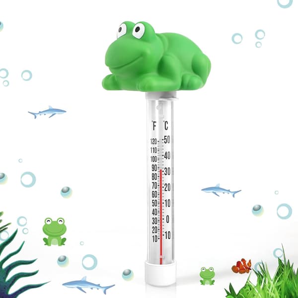 Flytande pooltermometer, stor lättläst display med snodd, splitterresistent, för utomhus-/inomhuspooler, spa, bubbelpooler & A