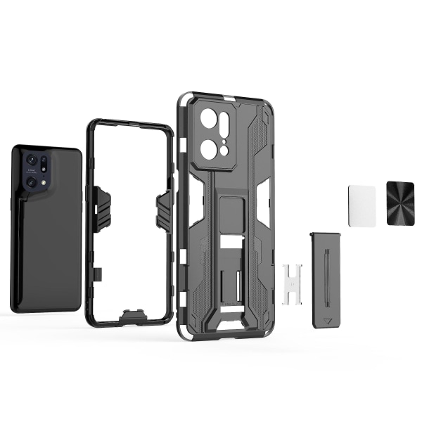 For Oppo Find X5 Pro Faldsikkert Stødsikkert Hårdt Pc Blødt Tpu Cover Slim Fit Kickstand Telefon Etui