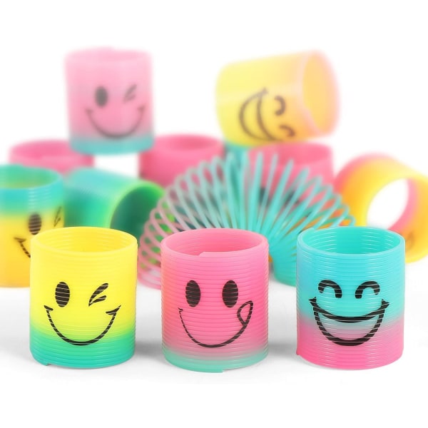30 Fjedre til Festposer - Regnbuefarvede Fidget Mini Smile Legetøj til Pinata-fest, Gave til Børn, Drenge og Piger Random Color