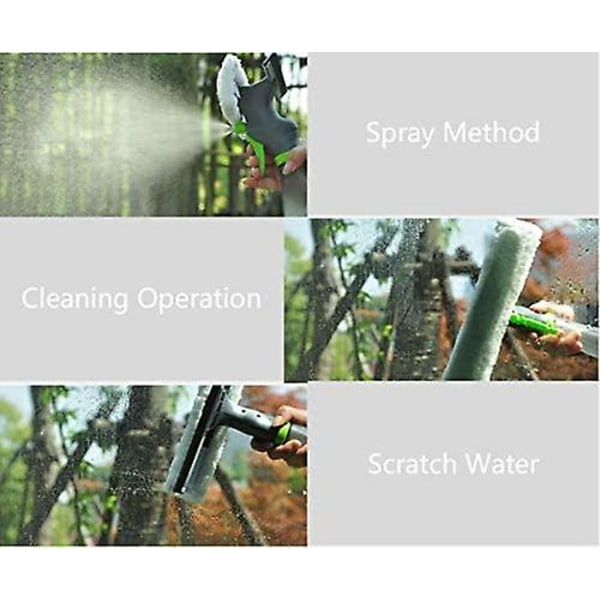 Vindusvasker og -skraper i mikrofiber - 3 i 1, sprayverktøy for vindusrens for innendørs og utendørs vinduer | Glassvask | Vindusvasker for bil