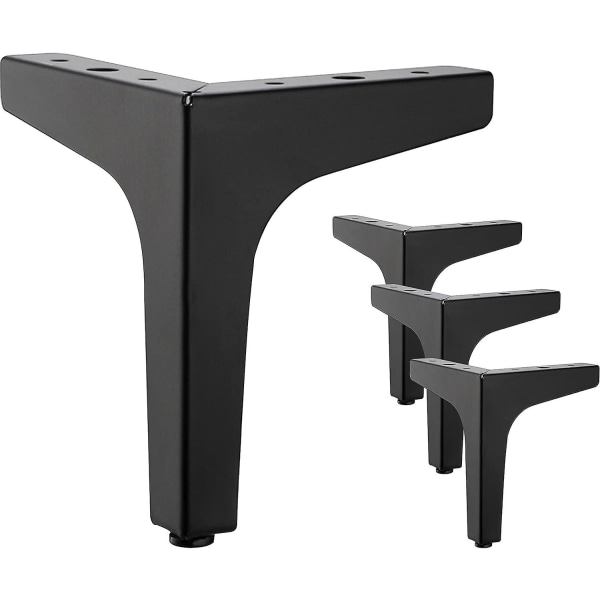 4-pak 13 cm sorte metalmøbelben - til skab, sofa, sofabord, tv-skab og andre møbelben. ,h