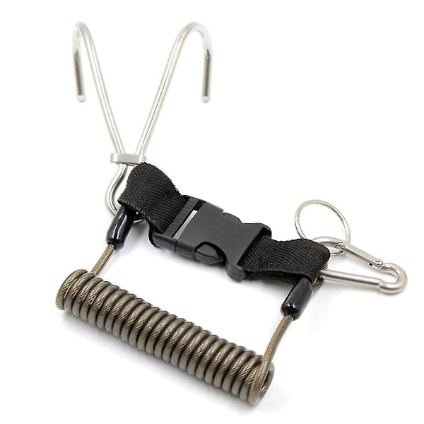 S Reef Less Steelhook Double Diving Reef Hook With Spiral Coil Lanyard Diving Safe Accesso