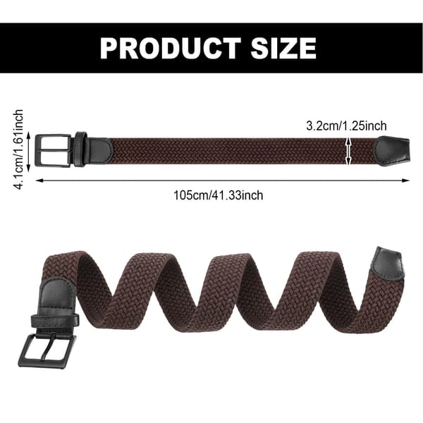 2 stycken Herrbälten Elastiska Vävt Bälte Unisex Tyg Bälte Flätat Stretchbälte för Män