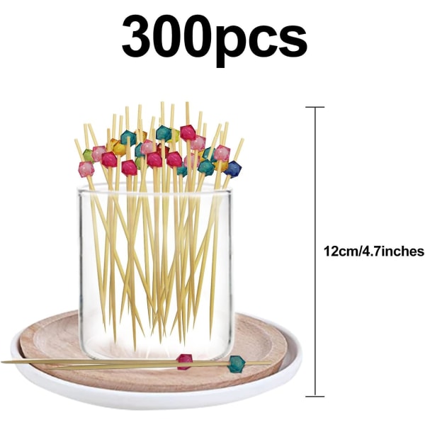 300 kpl Cocktail-tikkuja (3 pakkaus) 12 cm / 4,72 tuuman cocktailtikut Bambutikut Hammastikkuja Grillitikkuja Bambutikut Cocktaileille, Bbq:lle, Cocktaileille,