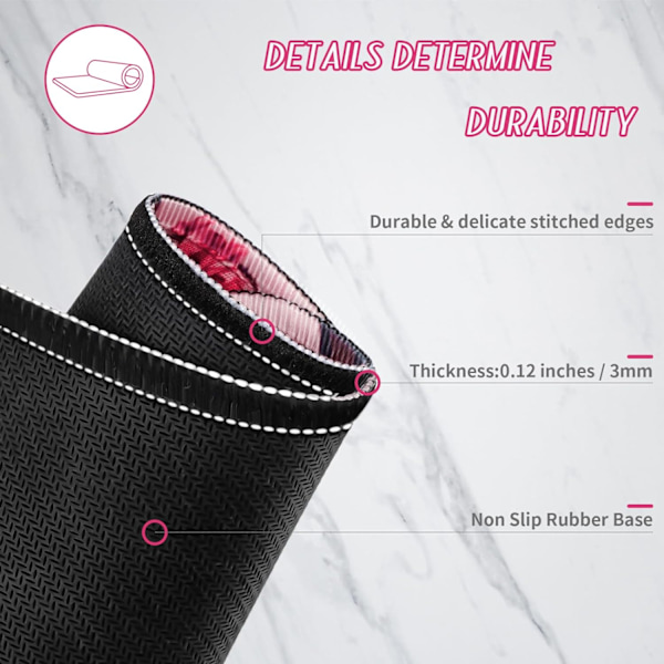 Musematte Gaming Stor Skrivebordsmatte (31,5 x 11,8 x 0,12 tommer) Vaskbar Stor Musematte, Japansk Musematte med Antiskli Gummibase, Utvidet Mo MousPad Y7 XL