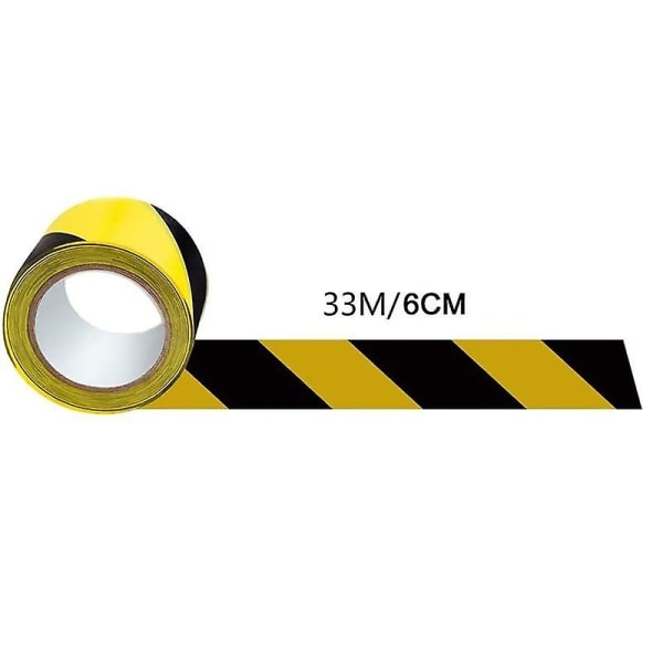 1-osainen turvateippi, vaaravaroitusteippi 33m x 60mm musta ja keltainen varoitusteippi