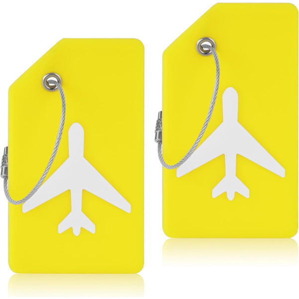 2 stk. bagasjelapper, silikon bagasjelapper, koffert ID-tag sett, håndveskelapp-etiketter Reisetilbehør for innsjekket bagasje, håndbagasje og #3 Yellow 2PCS ^1 2PCS