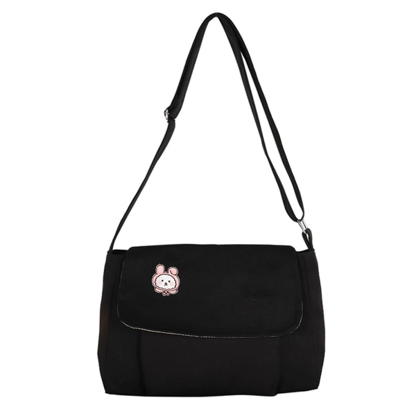 Kvadratisk skuldertaske til kvinder, Cartoon Crossbody taske, Canvas, søde budtasker