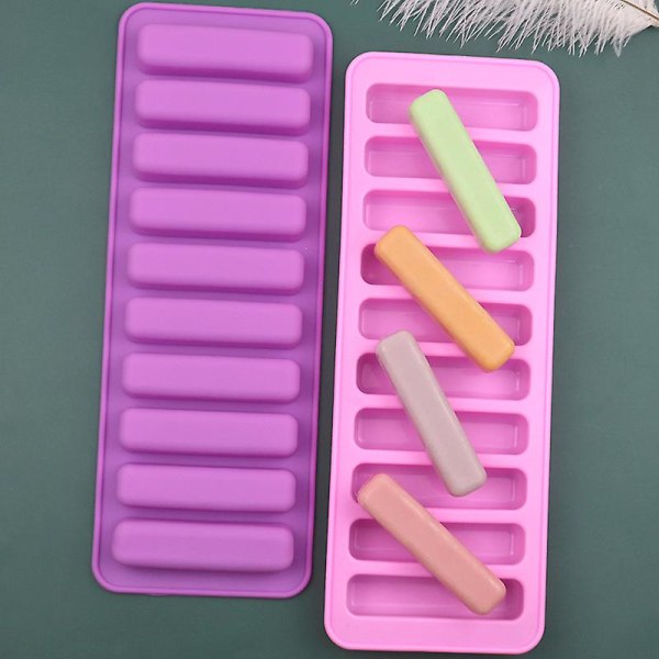Gitre Rektangulær Bar Stick Blok Iskube Jelly Bakke Silikone Kage Chokolade Fondant Cookie Form Køkken Bagning Diy Værktøj (2stk, Lilla)