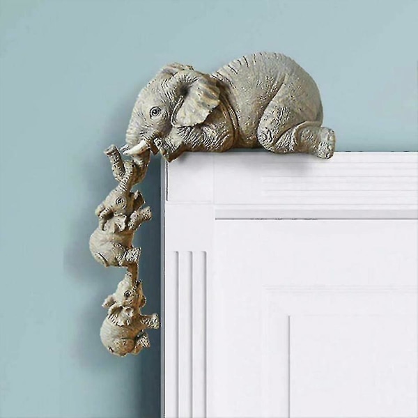 Elephant Sitter Håndfigur Dekor Hengende Kant Hjem Desktop Ornament