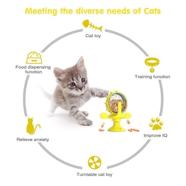 Godbidsdispenser til katte og hunde - Interaktiv foderdispenser til katte (gul)