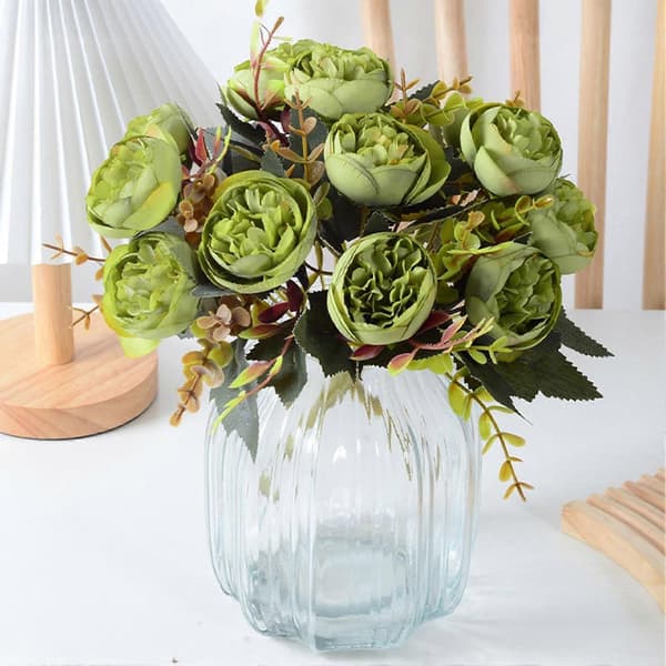 6 hoveder kunstig roseblomst pladsbesparende organizer til køkken og hjem Light Coffee