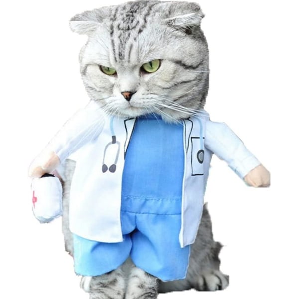 Hund Katt Läkare Dräkt Husdjur Läkare Kläder Halloween Jeans Outfit Kläder