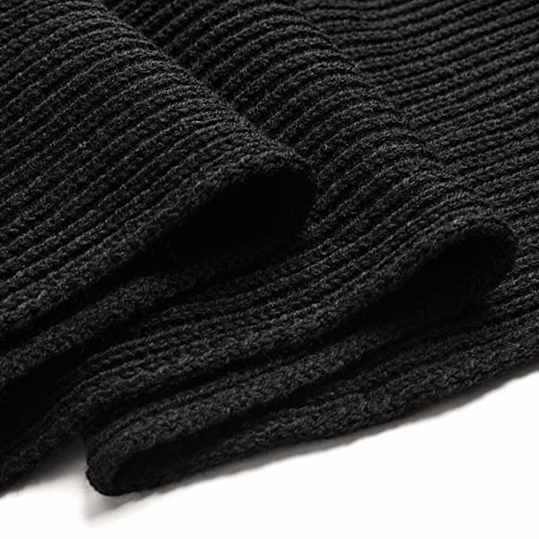 Varm høst- og vinterhals, Unisex ensfarget vinterhals varm strikket garnhals Black