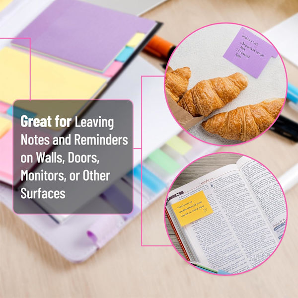 Bibel Sticky Notes Sæt, 410 Pakke, Skole, Kontorartikler, Planlægger Sticky Note Dividers Tabs, Bognoter Vibrant 1 Set