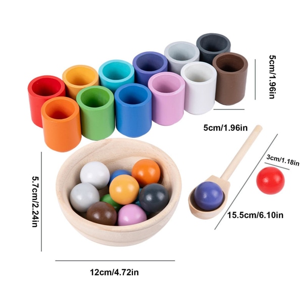 Upplysning Tidig utbildning Kognitivt pusselklämma Pärlleksaker Räkna Icke-allergisk 12 färgsorteringsbollar och set