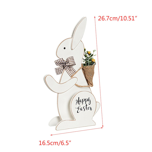 Glad Påske Ornament Træ Kanin Med Blomst På Ryggen Til Kreative Håndværk Til Hjem Soveværelse Stue Spisebord Dec