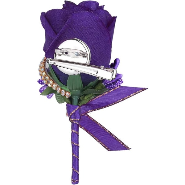 Lilla bryllupsrose knapphullsblomst med nåler for menn, bryllupsgjester, forlover, brudgom knapphullsblomster for bryllupsfest, ball, jubileum (Boutonniere-Pur Boutonnierepurple 6Packs