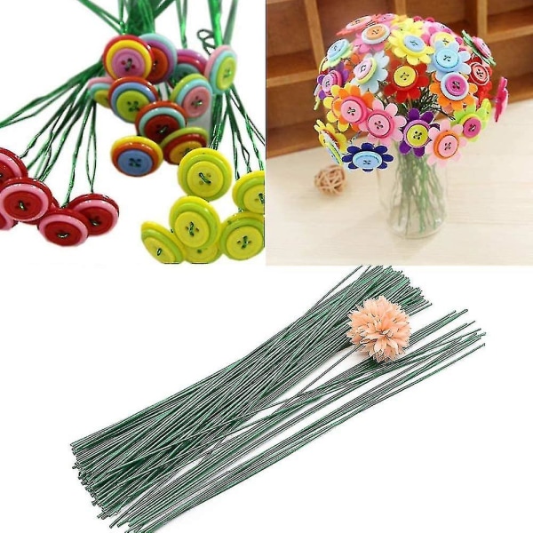 200 stjälktråd för blommor, 40 cm 22 gauge mörkgrön buketttråd för blomsterarrangemang, gör-det-själv-hantverk, blomstertillverkningstillbehör