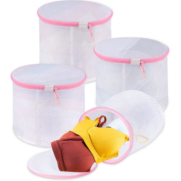 Rosa - BH-nett for vaskemaskin, store vaskeriposer for sokker, bh-er, undertøy og undertøy, sett med 4 rosa vaskeriposer